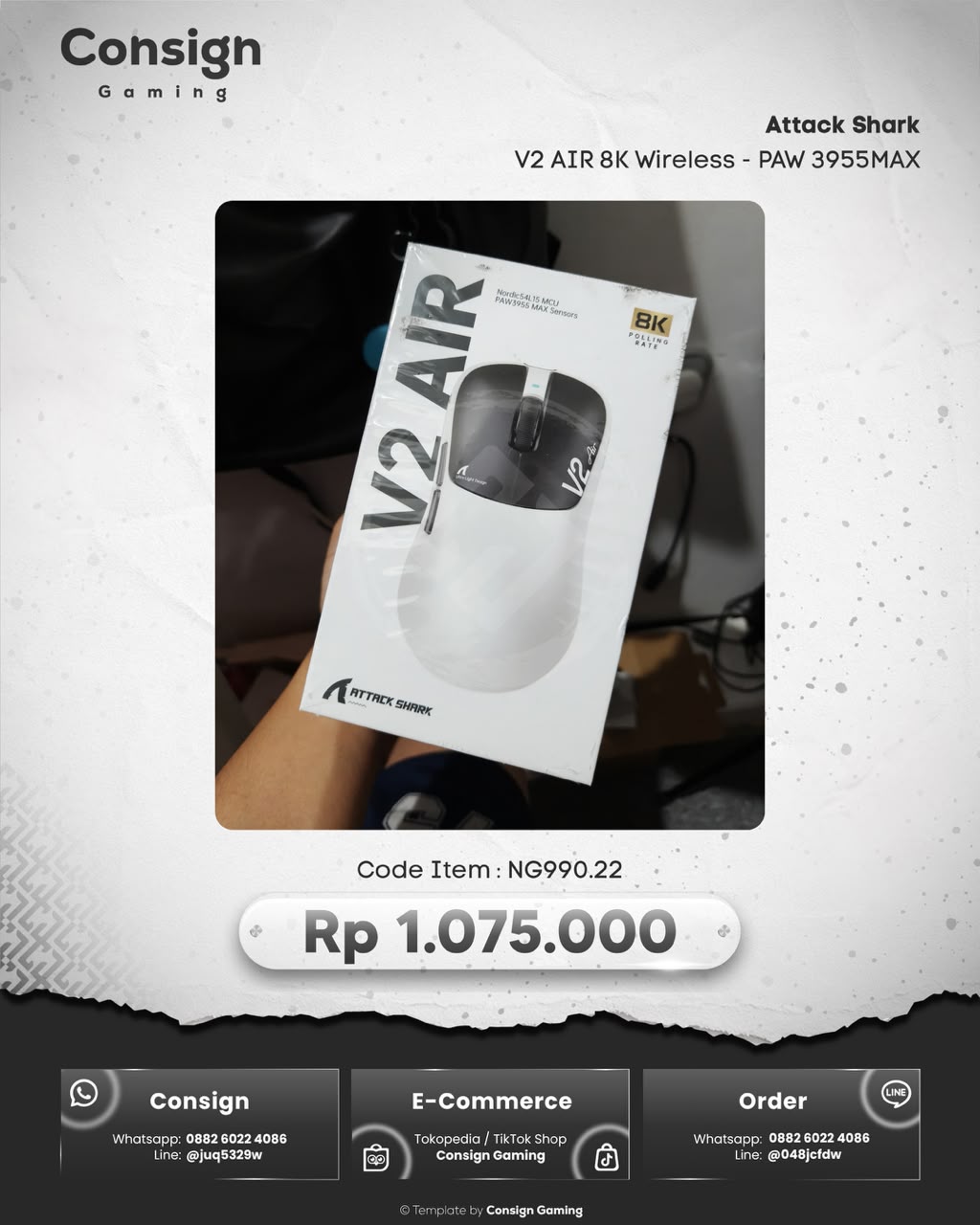 Attack Shark V2 AIR 8K Wireless - PAW 3955MAX ( Code Item : NG990.22 )